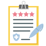 A checklist with stars across the top of the page