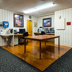 office area and hand washing station