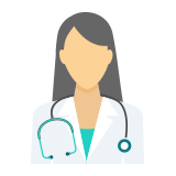 Doctor with a stethoscope around her neck icon